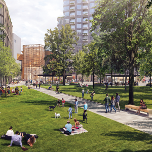 Rendering of new volpe open space
