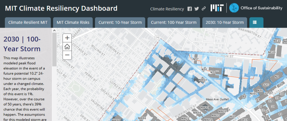 Screen shot of climate resiliency map